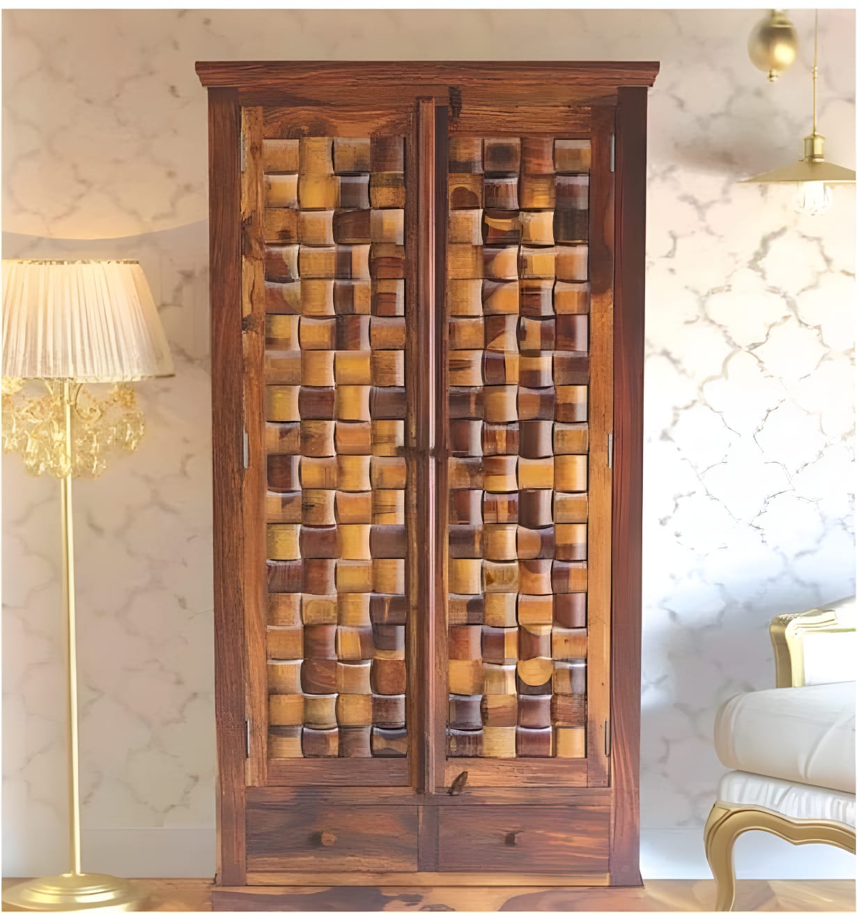 NIWAR WOODEN 2 DOOR WARDROBE – Selection Furniture